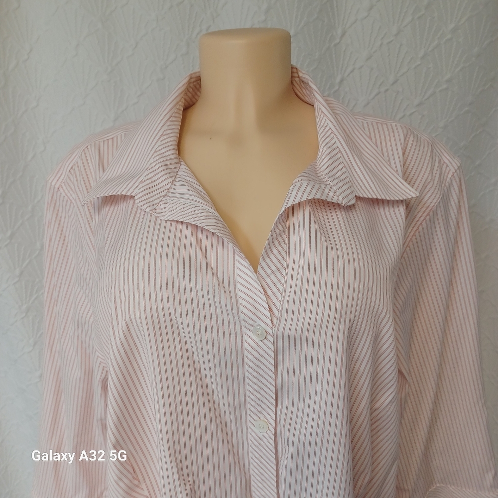 Talbots Women Size 22W  Red Striped Blouse - Picture 3 of 14